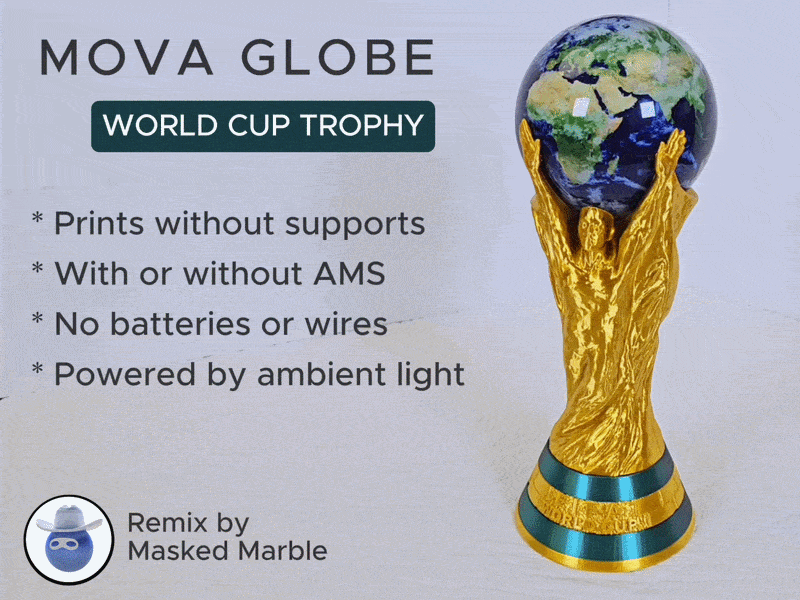Detailed World Cup Trophy with Spinning MOVA Globe