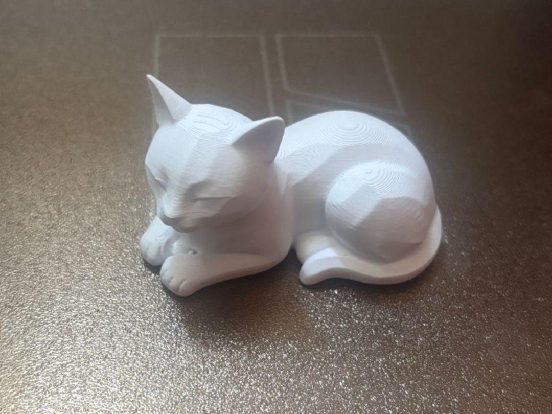 Geometric Sleepy Cat - Low Poly Calming Decor