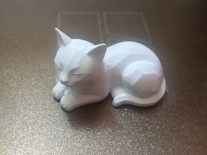 Geometric Sleepy Cat - Low Poly Calming Decor