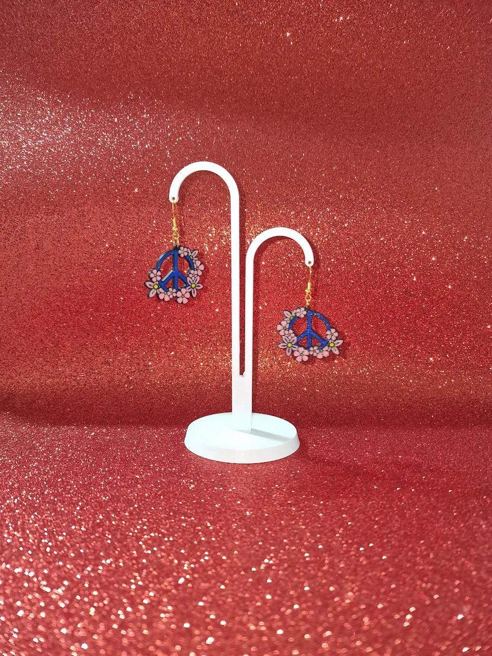 Peace flowers earrings view 3
