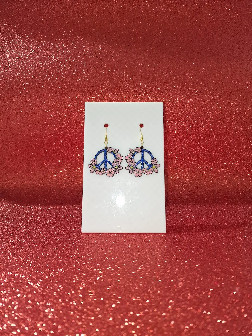 Peace flowers earrings view 2