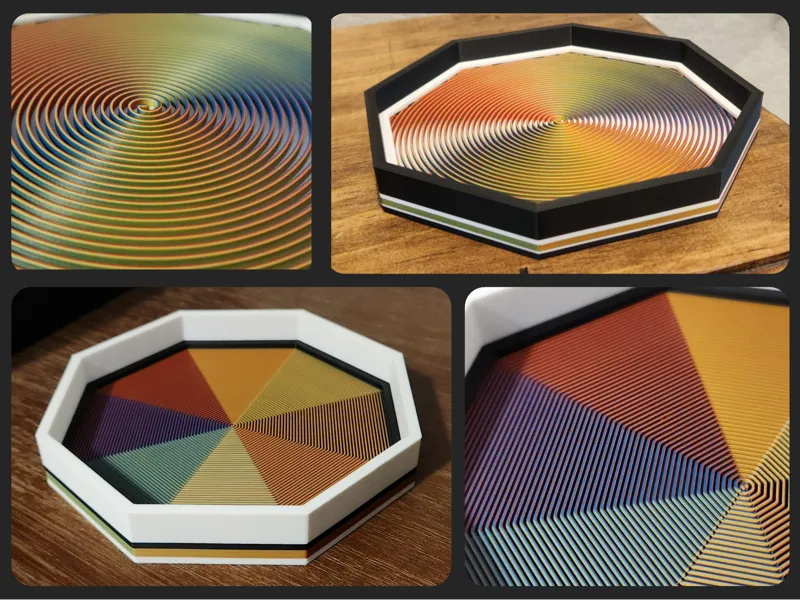 Geometric Octagon Trays with 3D Surface Details