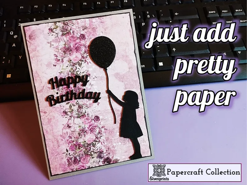 Birthday card with balloon girl