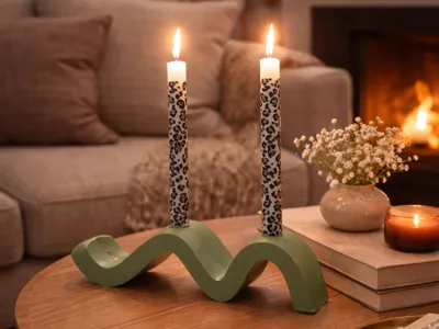 Curved Candle Holder for 2 Taper Candles