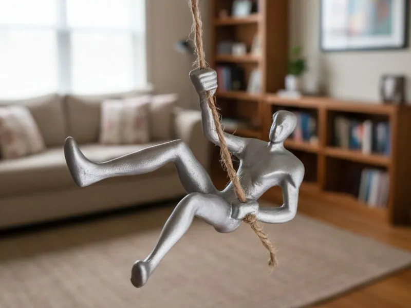 Sculpture of a man with a rope   Escalador