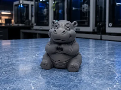 Heartfelt Hippo with a Loving Heart Gesture