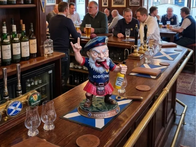 Crazy Scottish Football Fan, gnome, Cake Topper