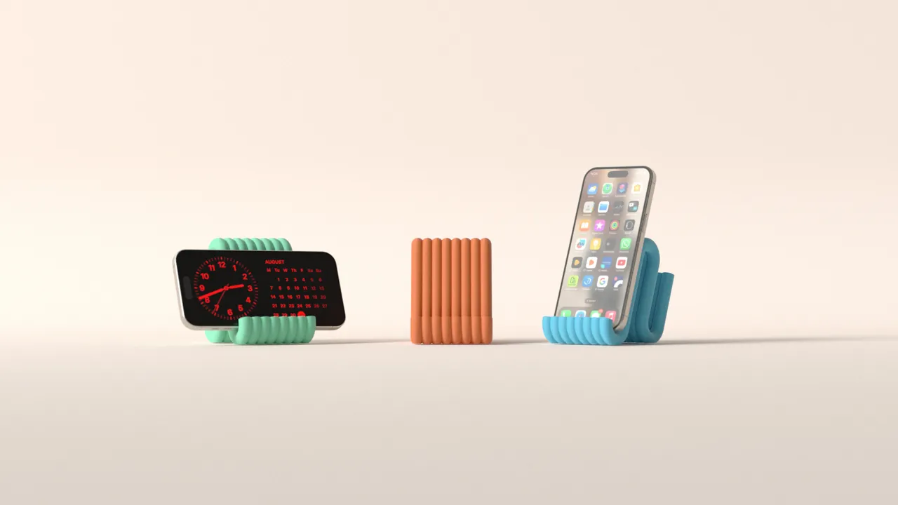 mobile phone stand. aesthtic wiggle phone rest view 2