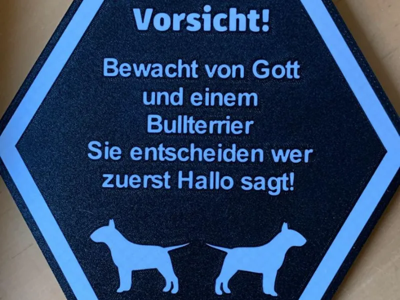 Warnschild Bullterrier – Vorsicht am Eingang