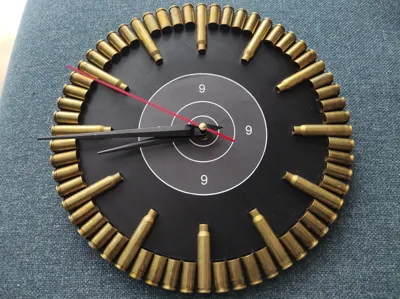 Wall Clock Ammo Brass Shells  9 mm + .223
