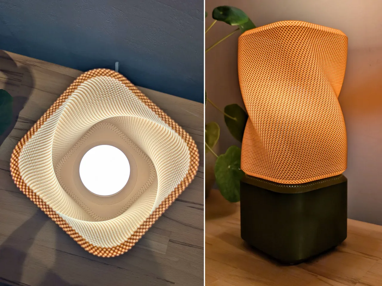 rechteckige verdrehte Lampe mit Korbstruktur view 3