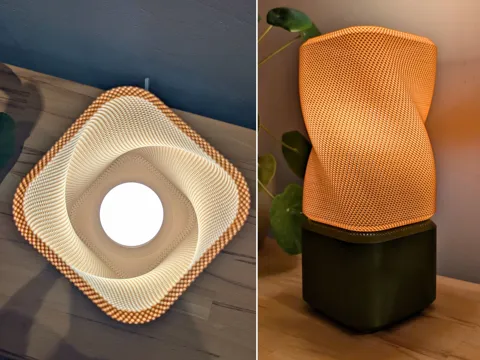 rechteckige verdrehte Lampe mit Korbstruktur view 3