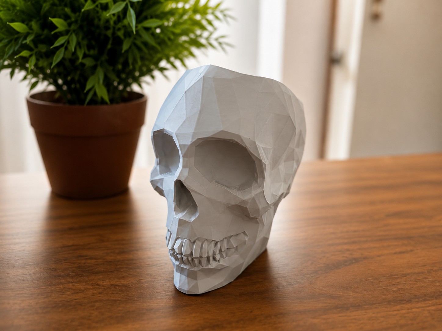 Low Poly Skull Planter & Desk Organizer