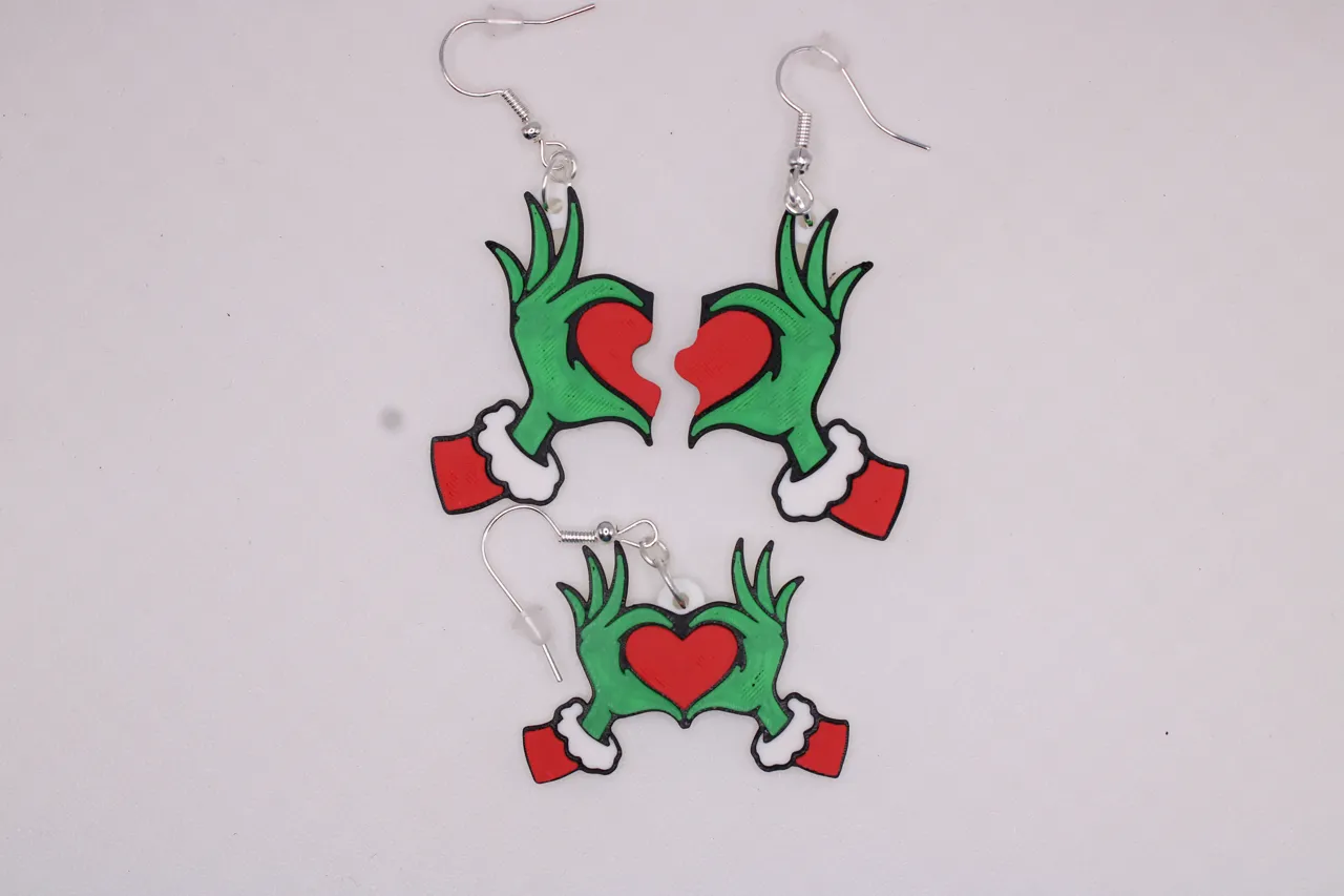Grinch Heart Earrings view 2