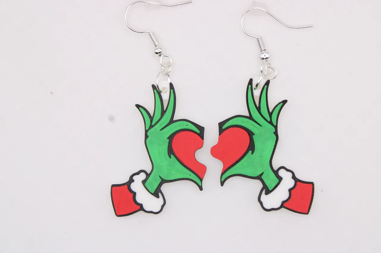 Grinch Heart Earrings view 4