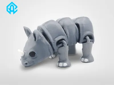 Articulated Flexi Rhino – Cute 3D Printed Toy - Free 3D Print Model ...