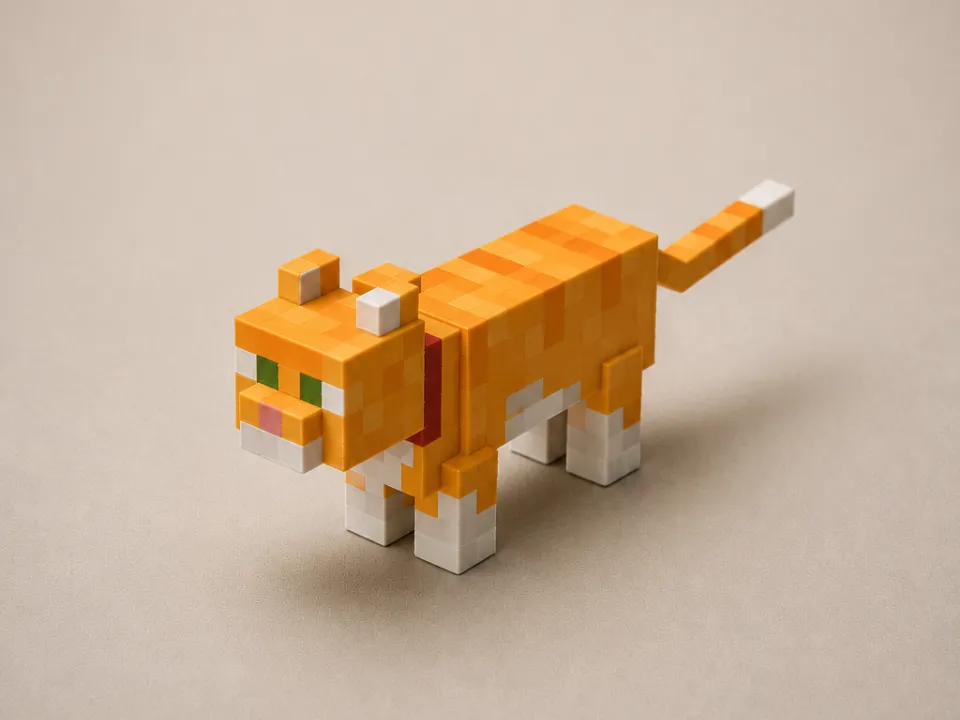 Accesorio para filamento: Cute Minecraft Cat. Referencia del modelo original.