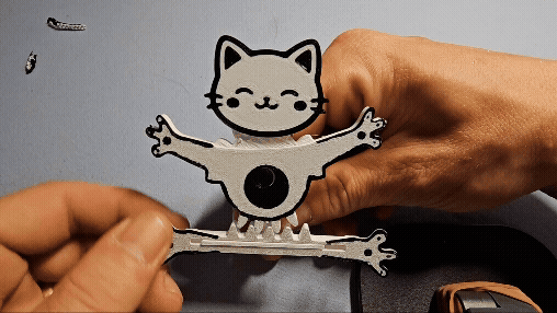 Mechanical Waving Fidget Cat , Print-in-Place Toy