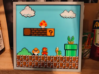 3D Retro Arcade Wallart Diorama Frame Game Mario