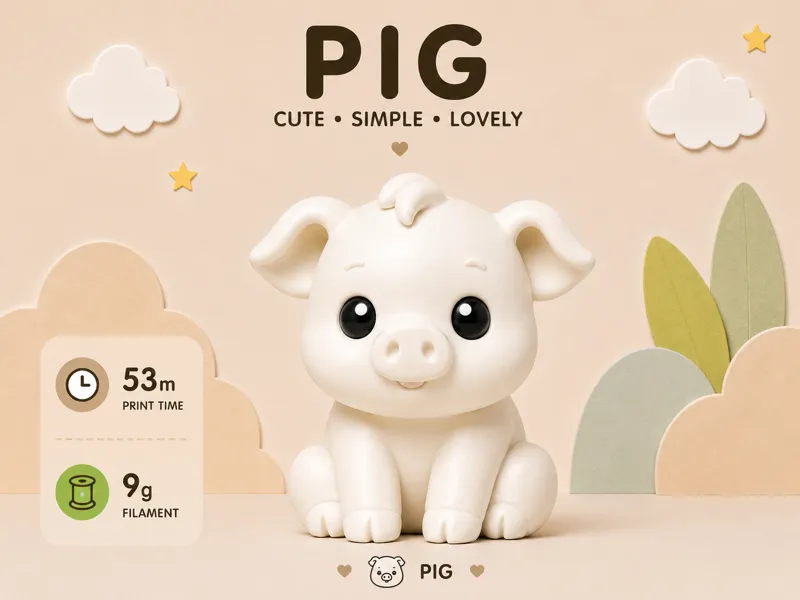 Minimalist and cute animal figurines - pig