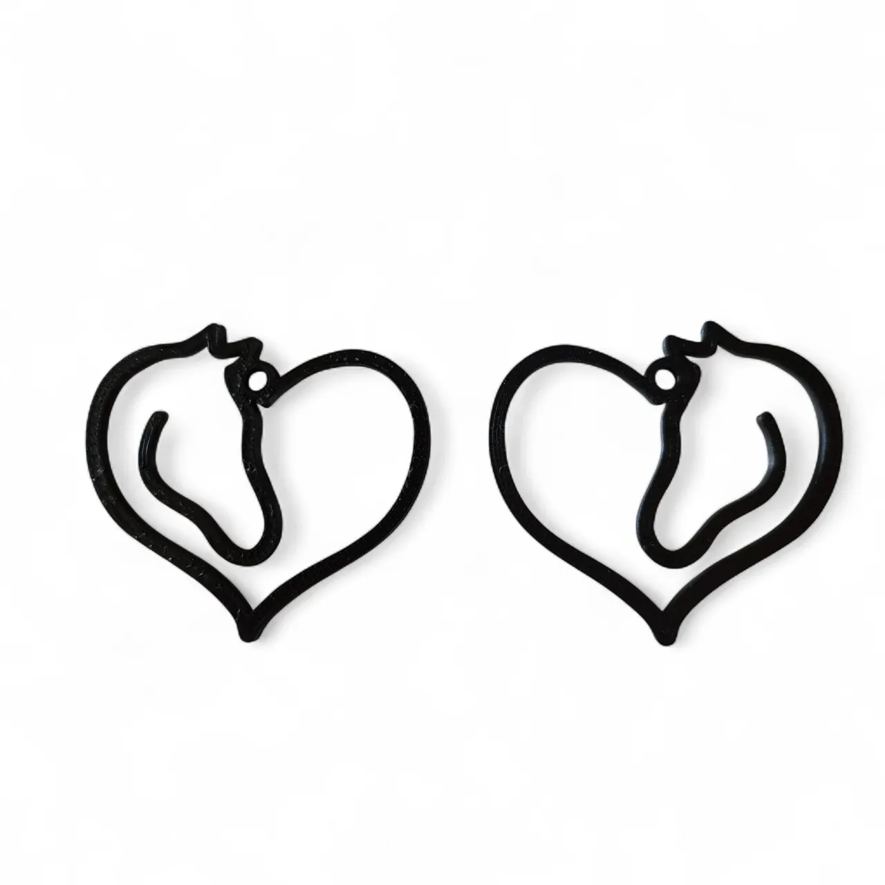 Horse head in heart earrings view 2