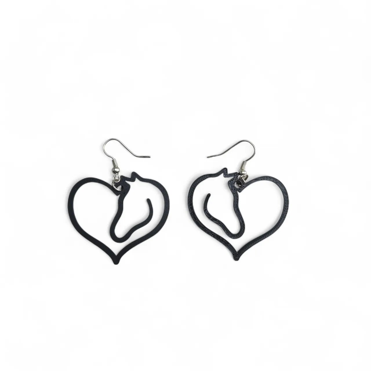Horse head in heart earrings view 3