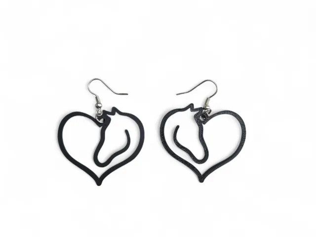Horse head in heart earrings