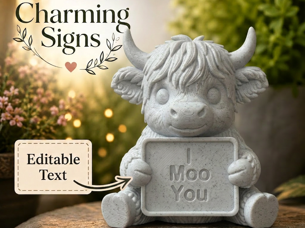 Highland Cow Charming Sign Editable Text