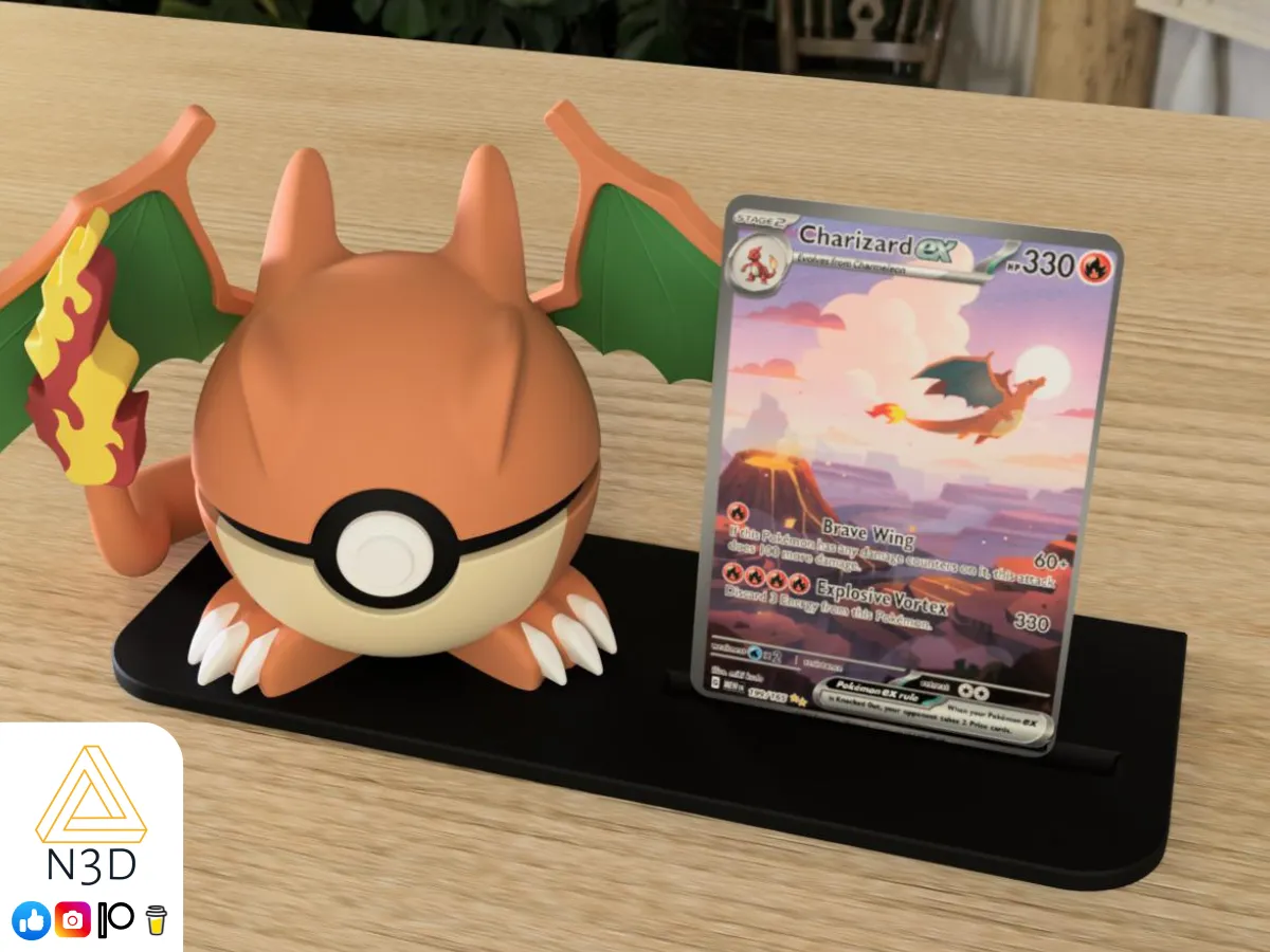 Pokemon Card & N3D Ball Display Stand view 3