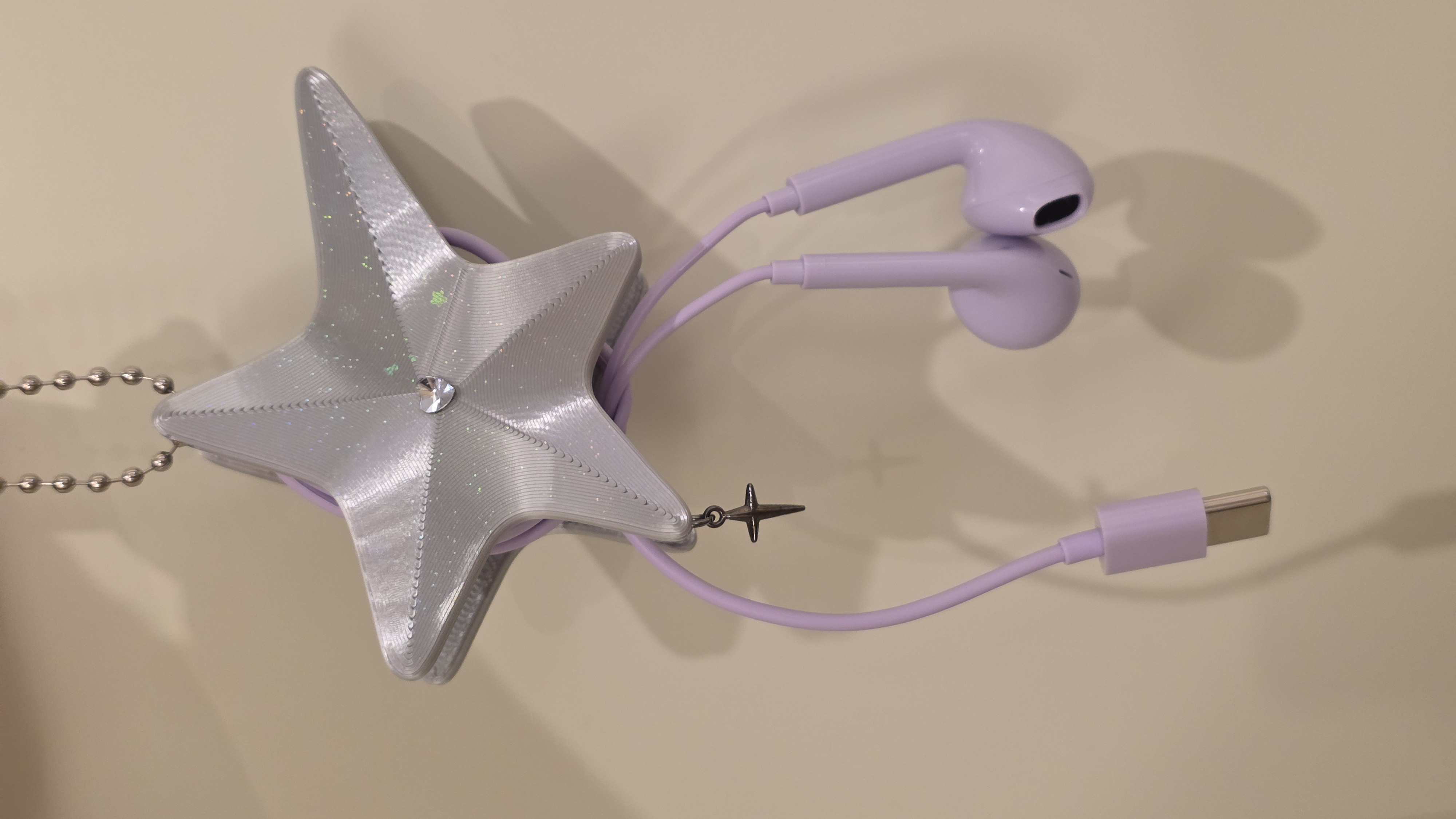 Miniatura 2 do modelo 3D 五角星有线耳机绕线器