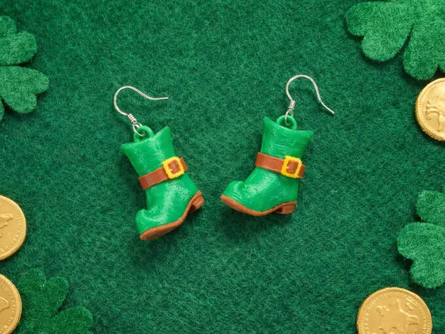 Lucky Leprechaun Boot Dangle Earrings