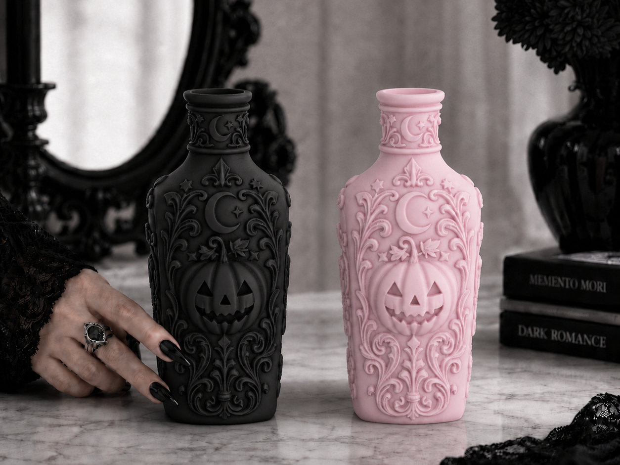 Halloween Samhain Pumpkin Gothic Bottle Decor - 1