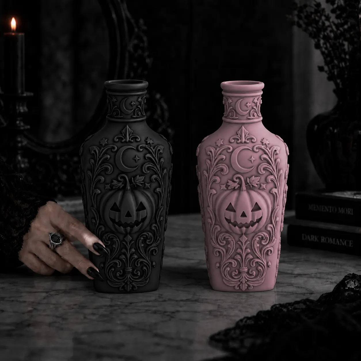 Halloween Samhain Pumpkin Gothic Bottle Decor view 3