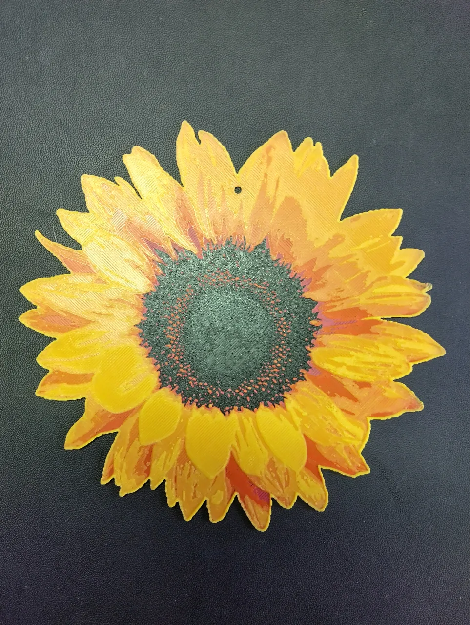 Sunflower 1 Hueforge Print and Earrings view 3