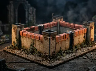Stone Courtyard Wall: Dark Fantasy Terrain