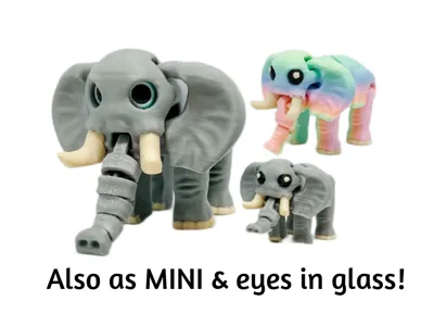 Chibby Elephant- also as MINI and eyes in glass!