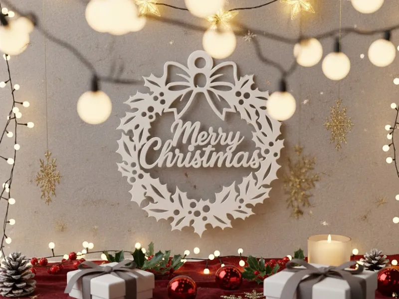 Merry Christmas Wreath Ornaments - Xmas decoration