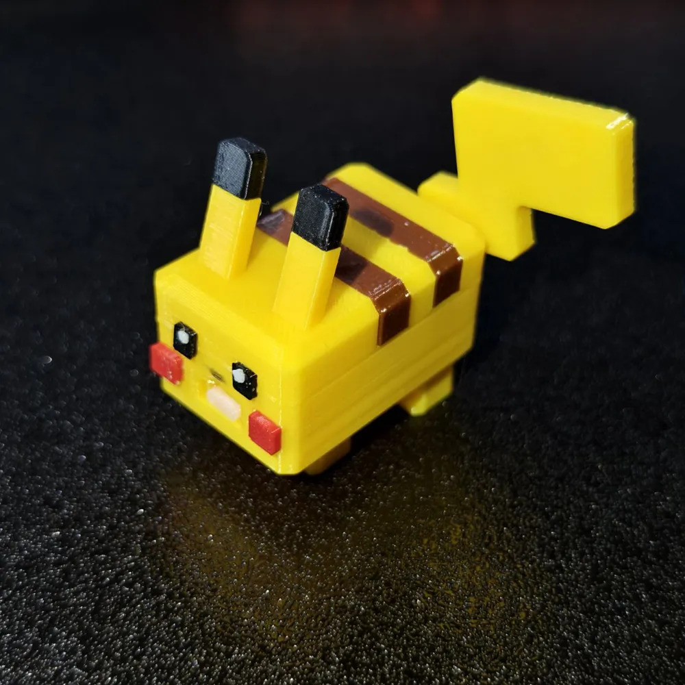 Blocky Pikachu - NO AMS - Multiparts - Free 3D Print Model - MakerWorld