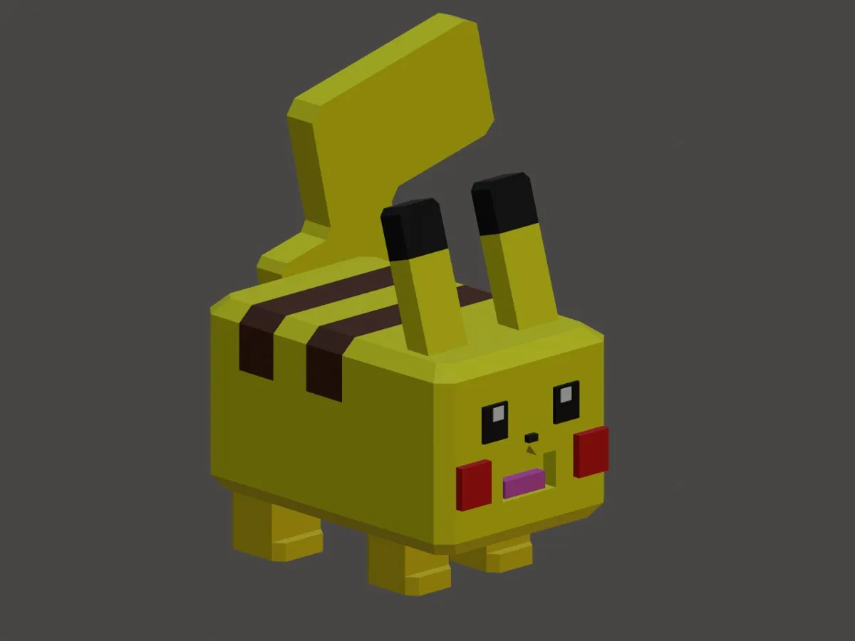 Blocky Pikachu - NO AMS - Multiparts - Free 3D Print Model - MakerWorld