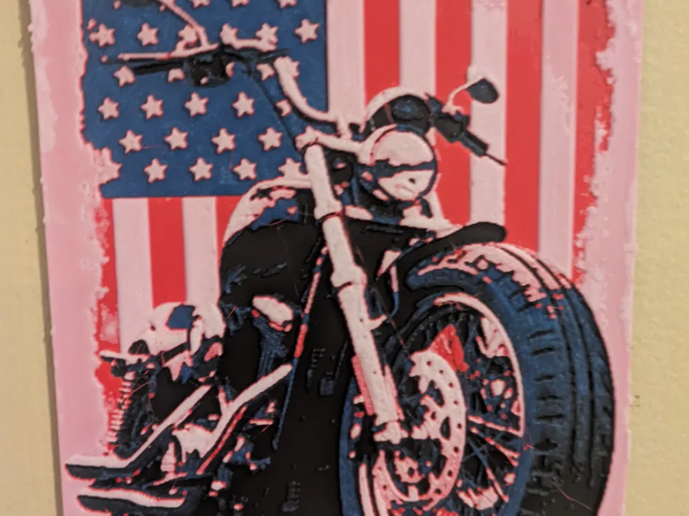 American flag motorcycle wall art - Free 3D Print Model - MakerWorld