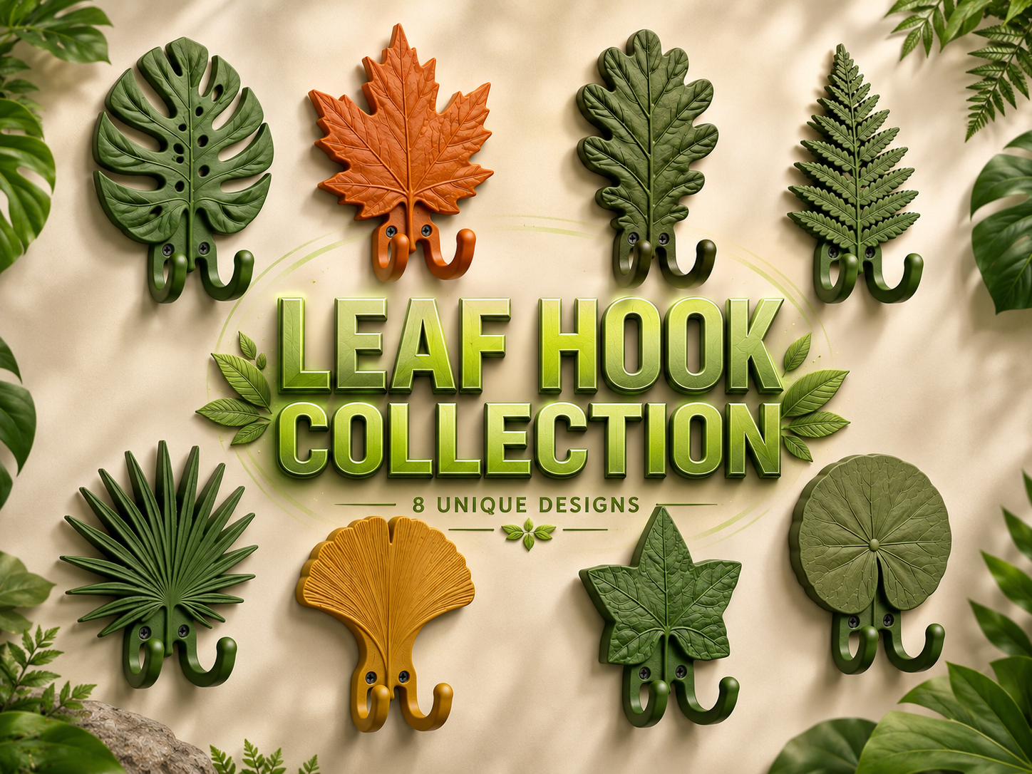 Leaf Hook Collection - 8 Wall Hook Designs