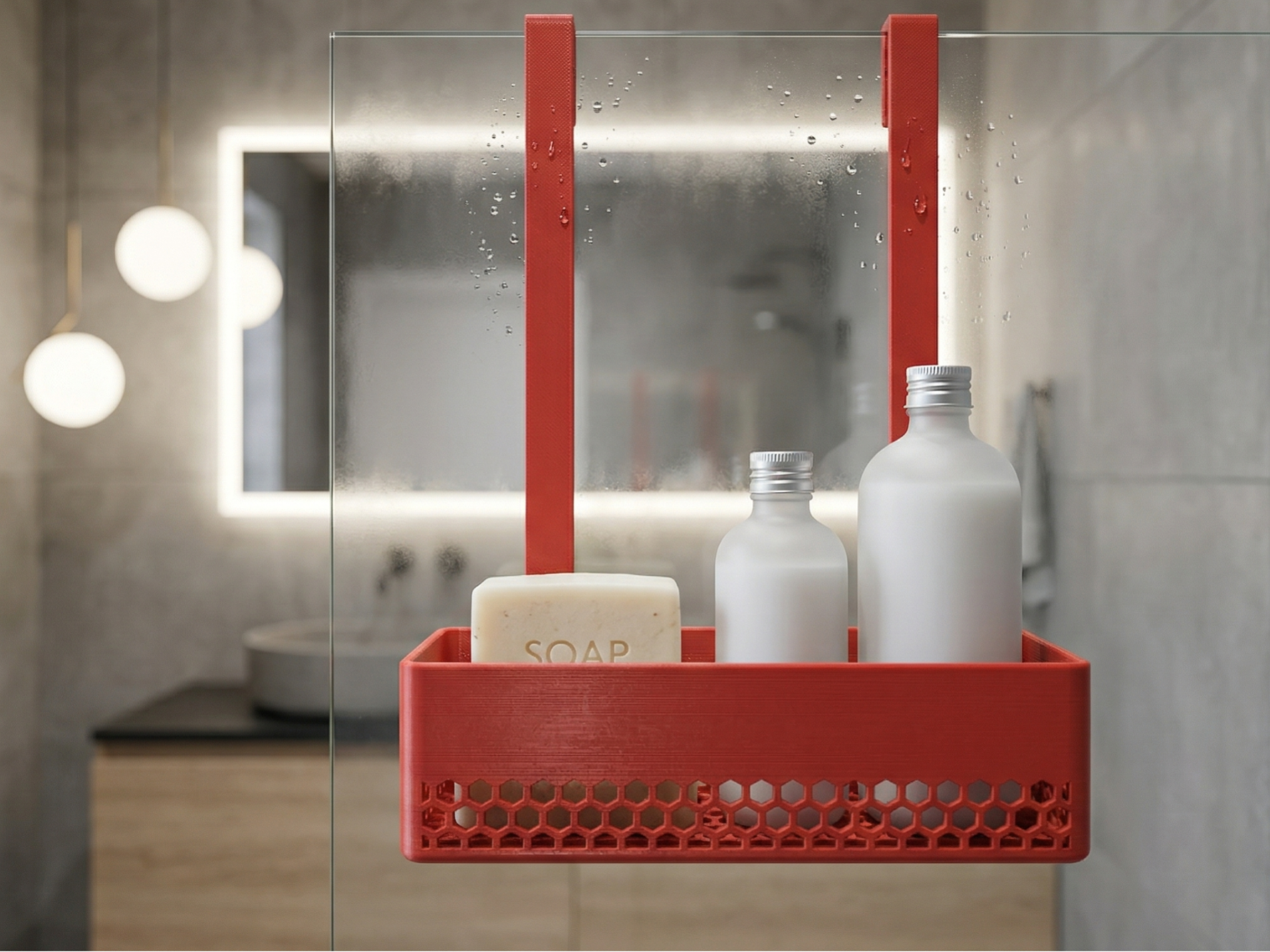Modular Honeycomb Shower Caddy (6mm Glass)
