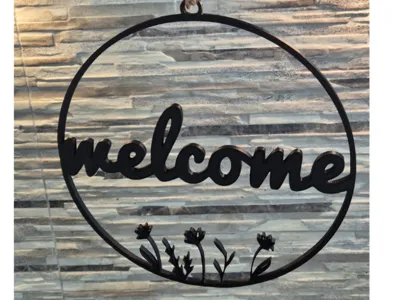 Welcome Window Decoration with Flowers