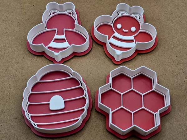 Set tampons et emporte-pieces ruche d'abeilles pour pate a modeler