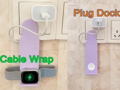 Three-Pin Plug Apple Watch Charging Stand with Cable Storage