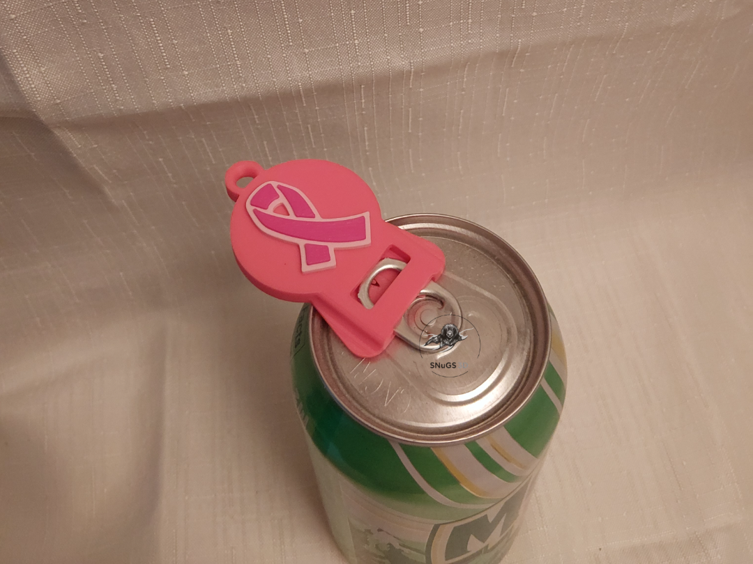 Cancer Awarness Pop/Soda tab can opener keychain