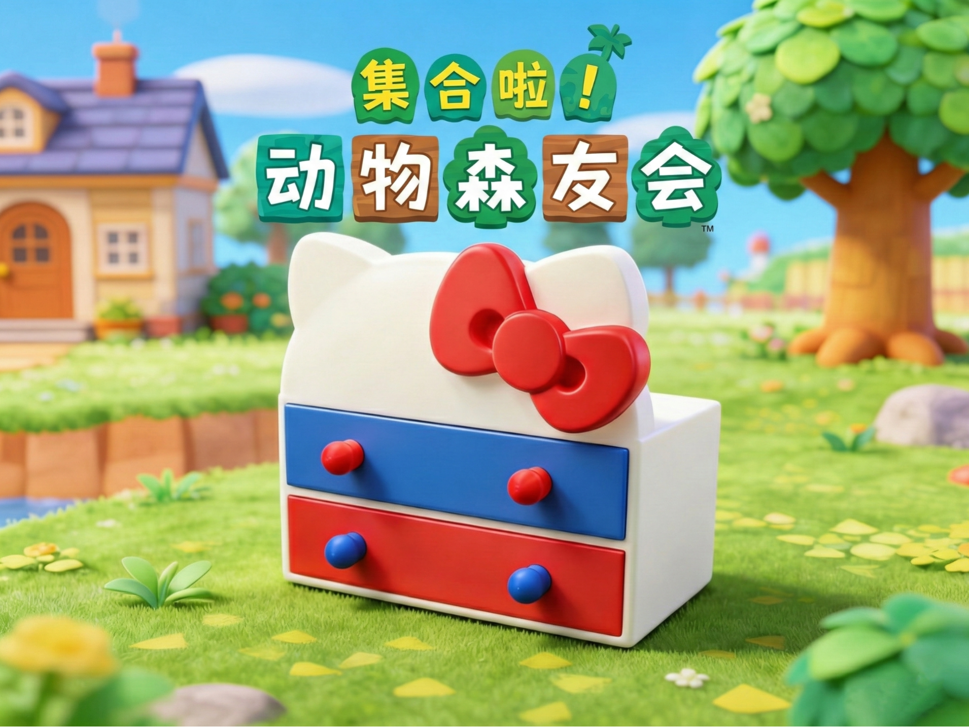 《集合啦！动物森友会》hellokitty主题 抽屉 柜子 微缩模型    拆件分色免AMS