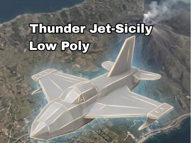 Thunder Jet-Sicily-Low Poly-3d-雷霆战机 #003