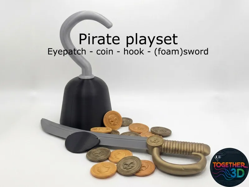 Pirate playset: patch - coin - hook - (foam)sword