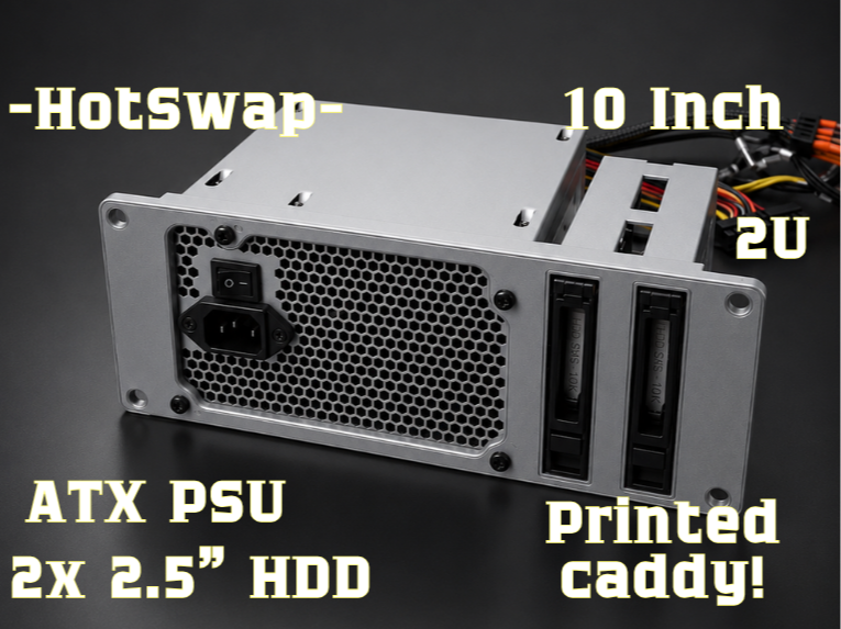 10" Rack 2U ATX PSU & Dual Hot-Swap Drive Panel